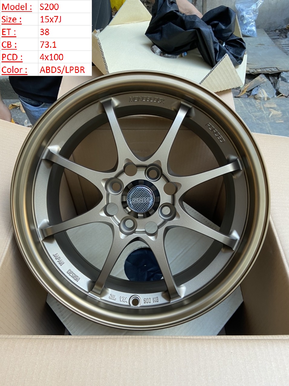 Mâm Lazang Vành SSW 15 inch 4x100  S200-ABDS-FPBR 15X7 38