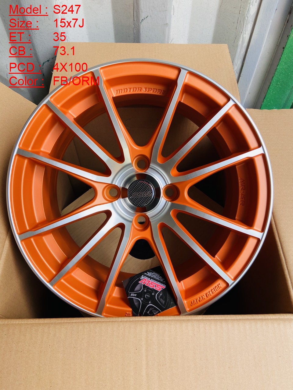 Mâm Lazang Vành SSW 15 inch 4x100 S247-FP-ORM