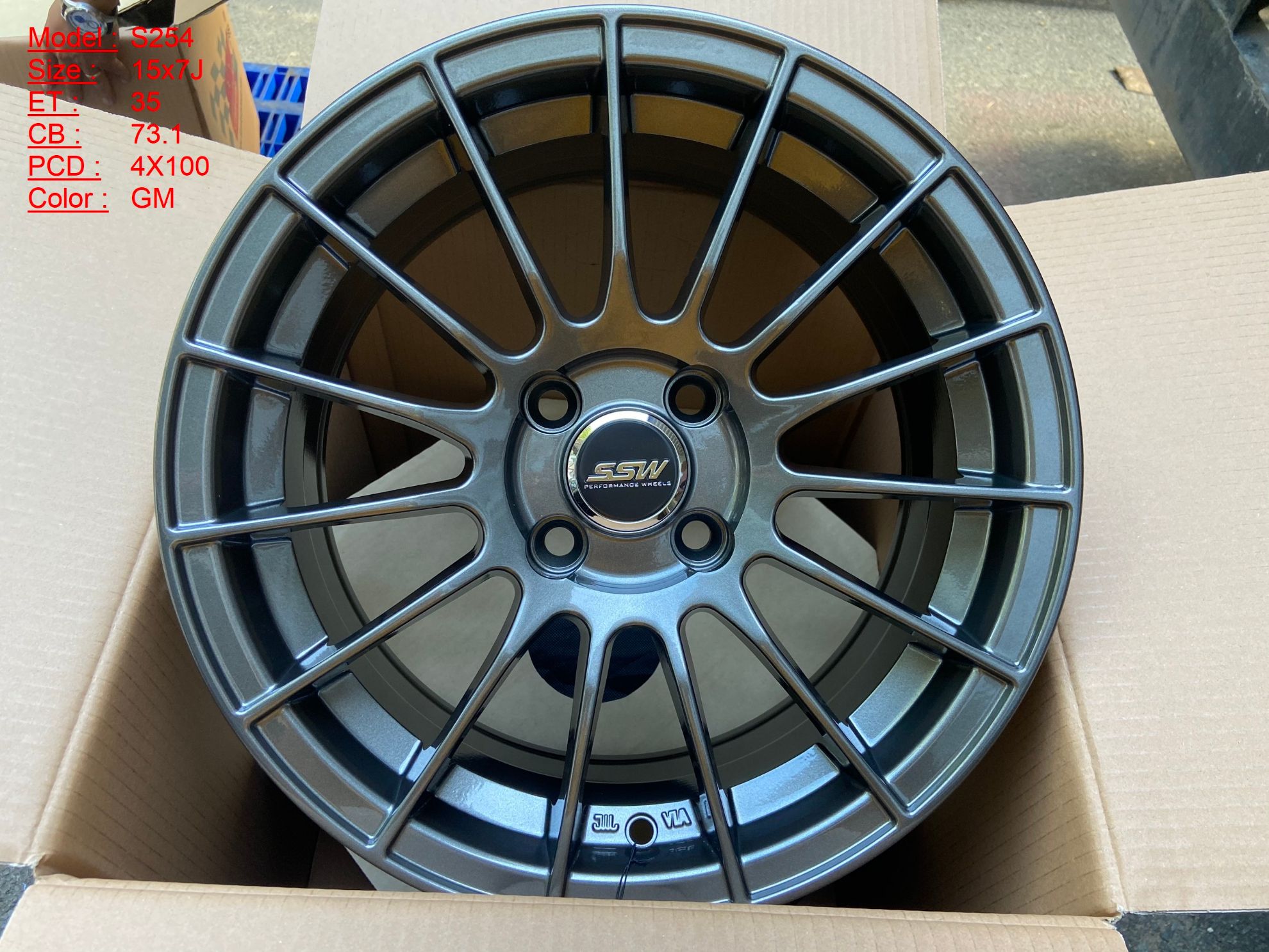 Mâm Lazang Vành SSW 15 inch 4x100 S254-GM