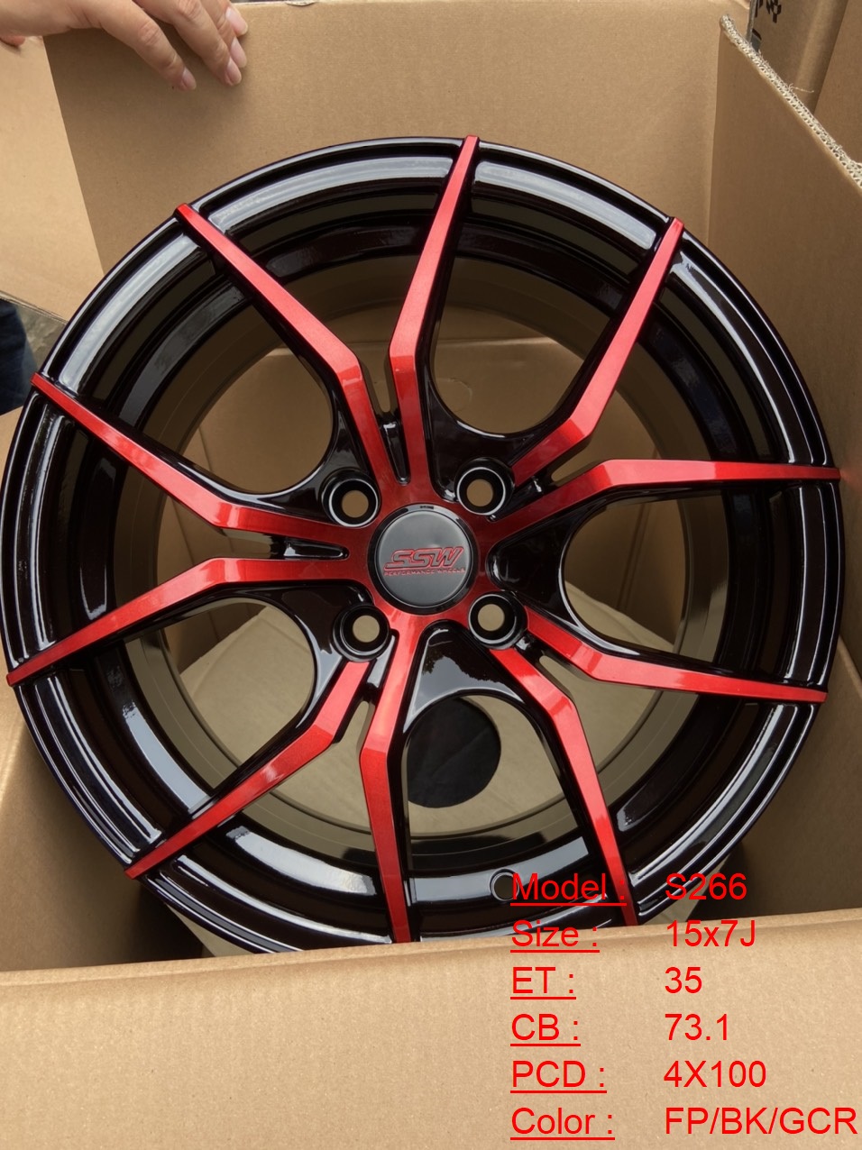 Mâm Lazang Vành SSW 15 inch 4x100 S266-FP-BK-GCRD