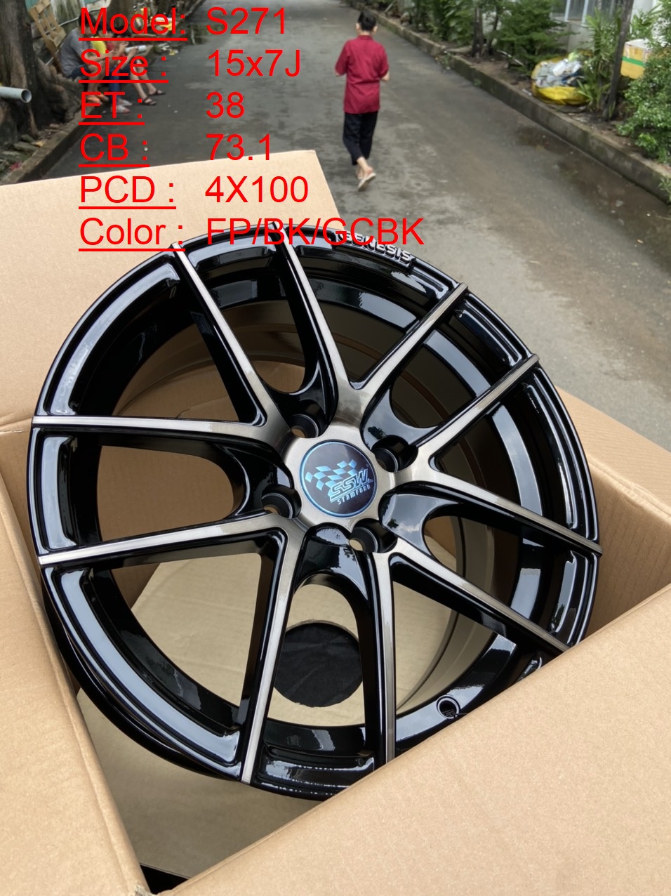 Mâm Lazang Vành SSW 15 inch 4x100 S271-FP-BK-GCBK