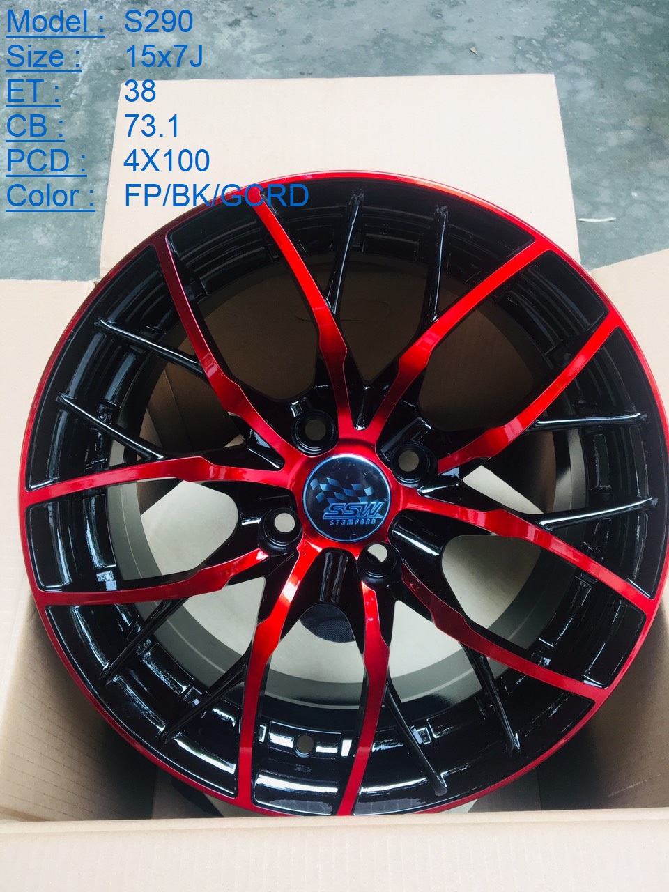 Mâm Lazang Vành SSW 15 inch 4x100 S290-FP-BK-GCRD ET38