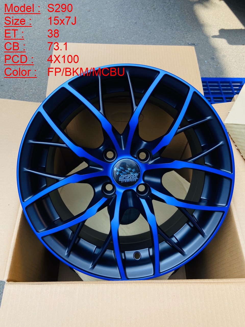 Mâm Lazang Vành SSW 15 inch 4x100 S290-FP-BKM-MCBU