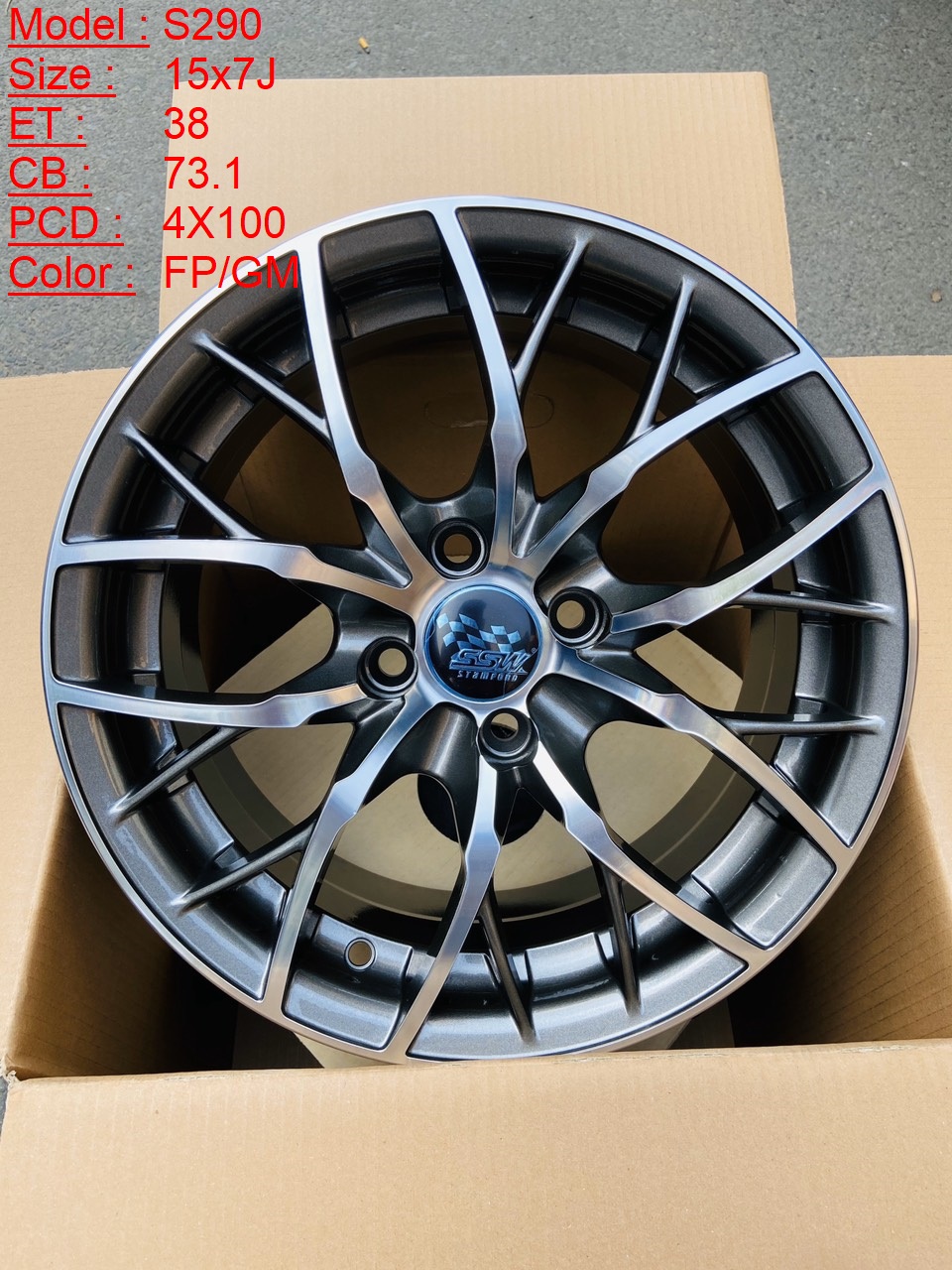 Mâm Lazang Vành SSW 15 inch 4x100 S290-FP-GM