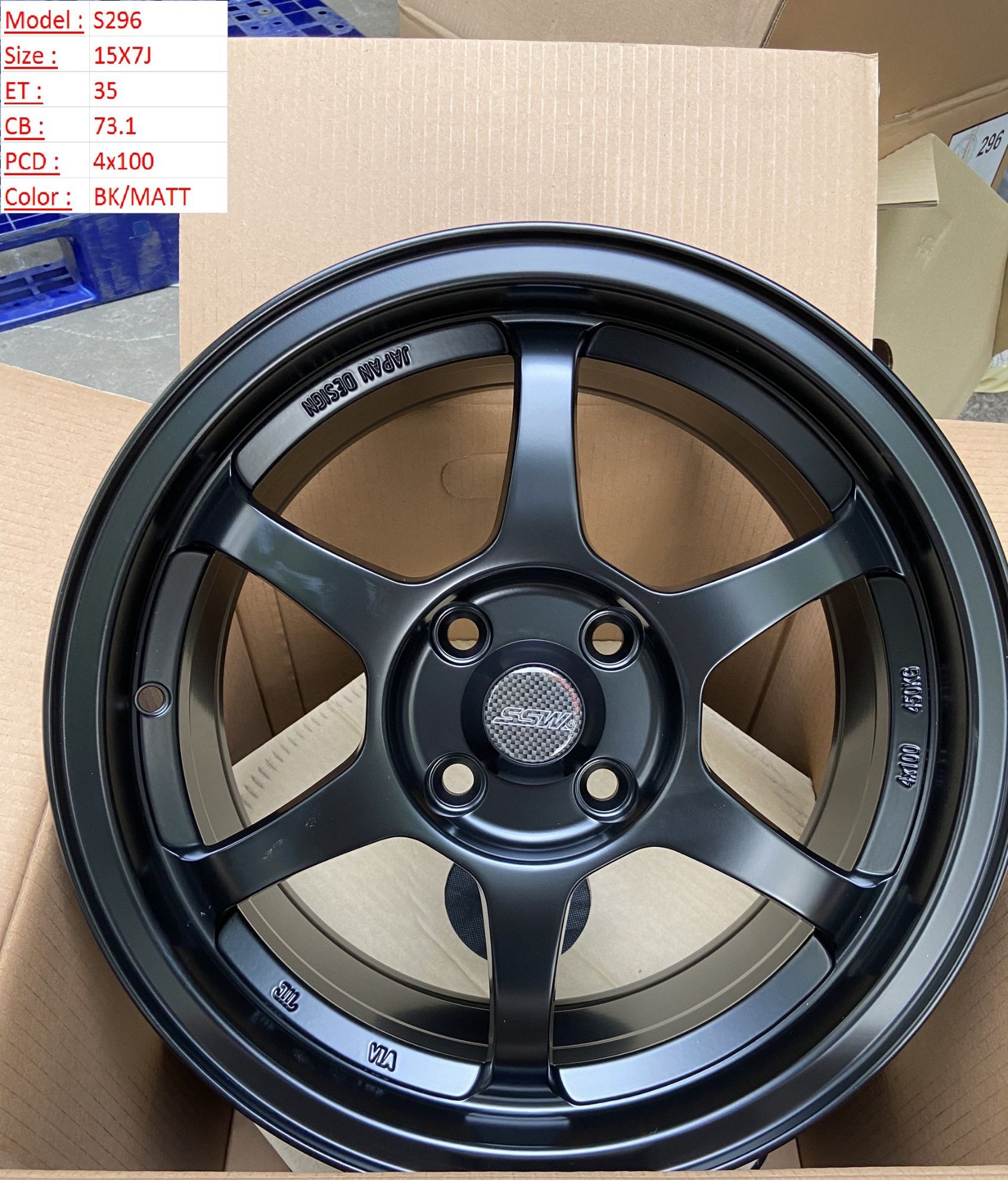 Mâm Lazang Vành SSW 15 inch 4x100 S296-BKM