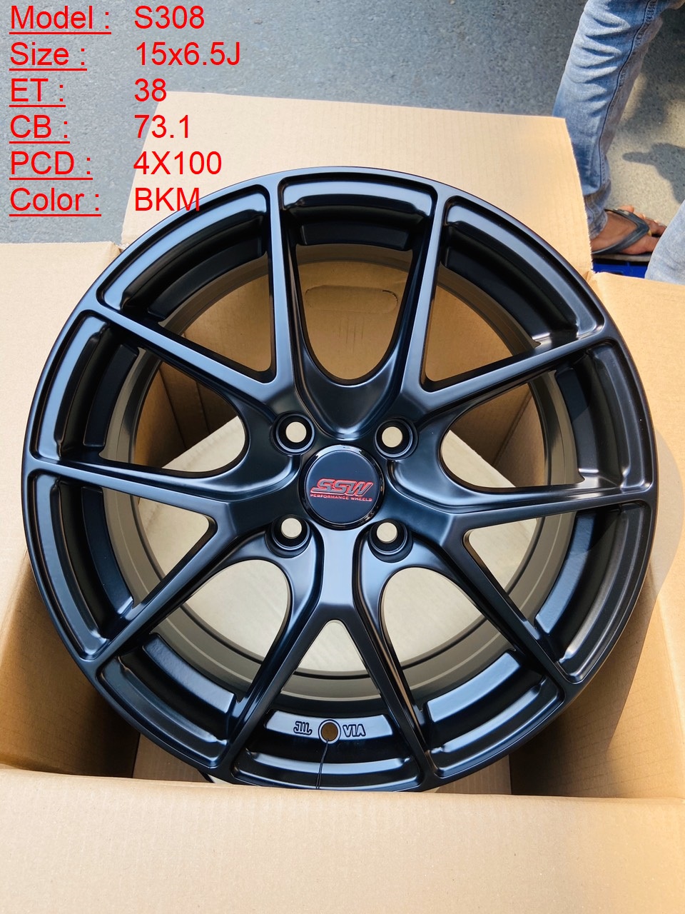 Mâm Lazang Vành SSW 15 inch 4x100 S308-BKM