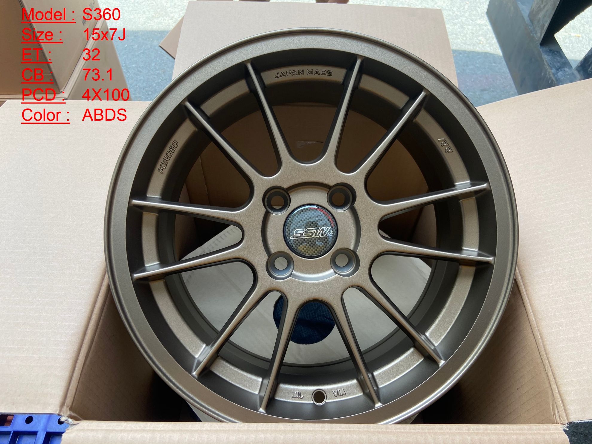 Mâm Lazang Vành SSW 15 inch 4x100 S360-ABDS