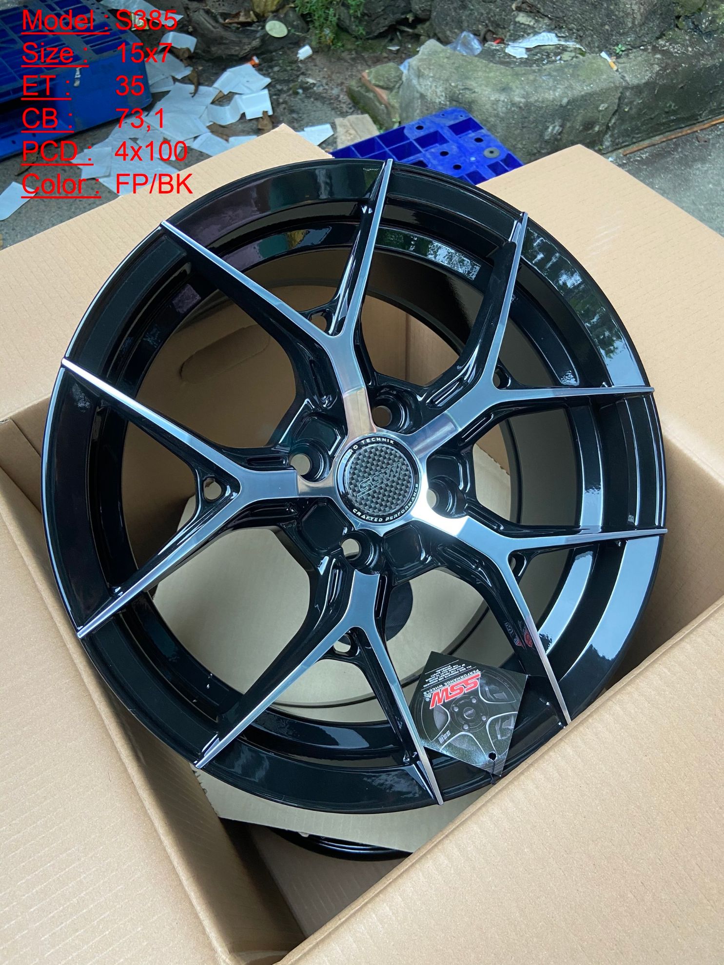 Mâm Lazang Vành SSW 15 inch 4x100 S385-FP-BK