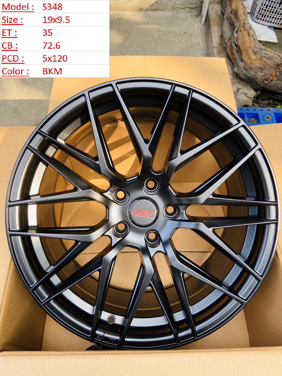 Mâm Lazang SSW độ 19 inch 5x120 lắp BMW Vinfast S348-BKM