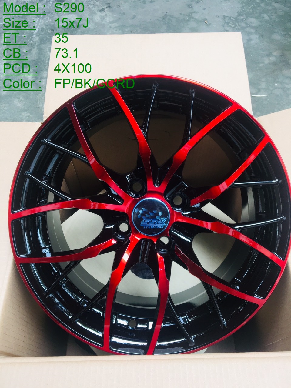 Mâm Lazang Vành SSW 15 inch 4x100 S290-FP-BK-GCRD ET35 Mâm Lazang Vành SSW 15 inch 4x100 S290-FP-BK-GCRD ET35