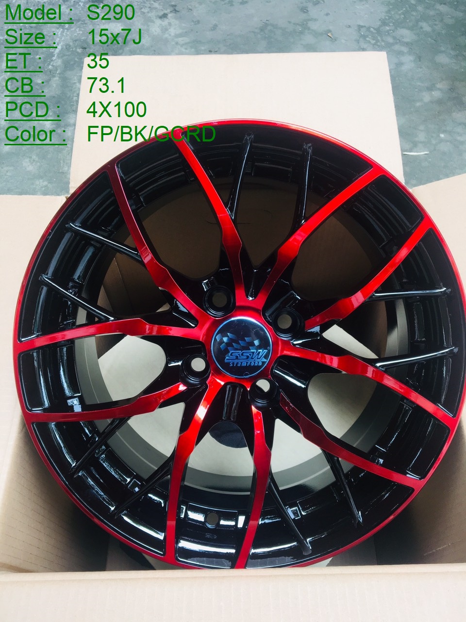 Mâm Lazang Vành SSW 15 inch 4x100 S290-FP-BK-GCRD ET35